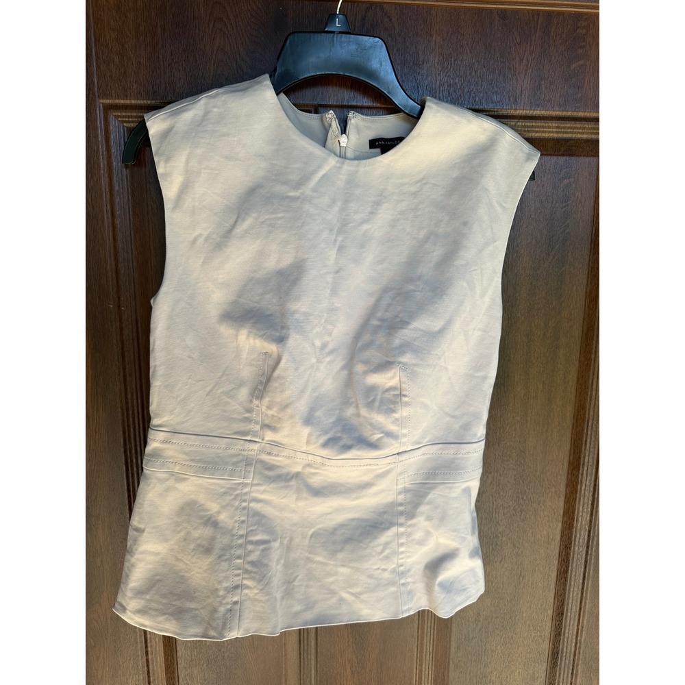 Ann Taylor Women's Structured Sleeveless Tan Business Casual Blouse SZ 4